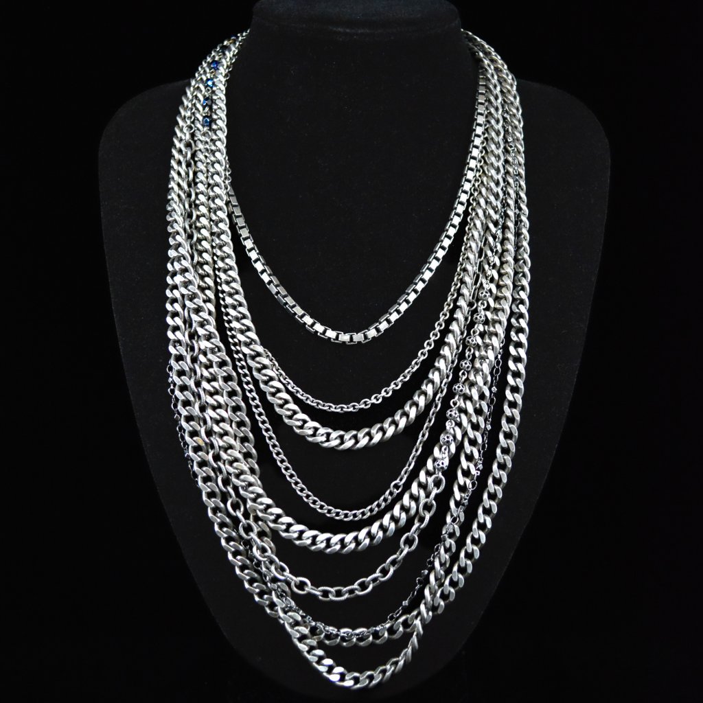 Dannijo Silver Layered Chain Necklace Statement (Rare)